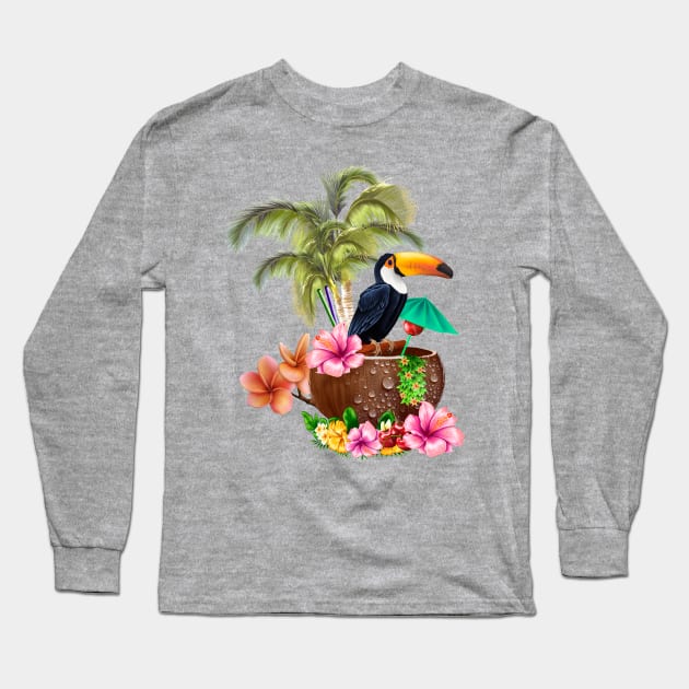 Tropical design with toucan Long Sleeve T-Shirt by Nicky2342